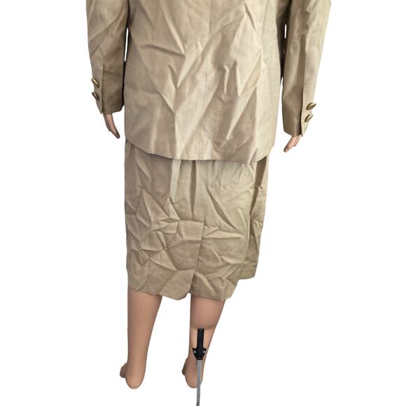 Vintage Albert Nipon Skirt Suit Womens Size 10 Light Brown Double Breasted - Picture 12 of 14